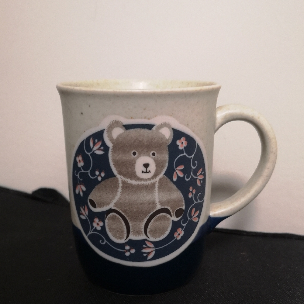 Charming Vintage Otagiri Ceramic Mug With Bear & Floral Pattern Handpainted